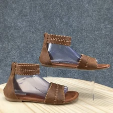 Not Rated Sandal Womens 10 Brown Ankle Strap Open Toe Flats Casual NRSA0433-251