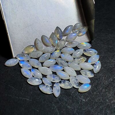 Natural Rainbow Moonstone Cabochon Marquise Gemstone Lot 75 Pcs 5*10 MM 102 CT