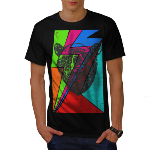 T-shirt homme animal géométrique Wellcoda Bear, tee-shirt imprimé design graphique en peluche - Photo 1 sur 32