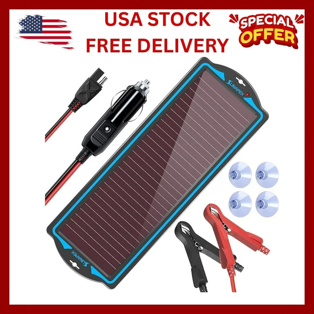 12 Volt Battery Charger Solar Powered Panel for Car Dump Tra