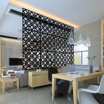 12PCS PVC Hanging Room Divider Panels Decorative Flower Privacy Screen Black