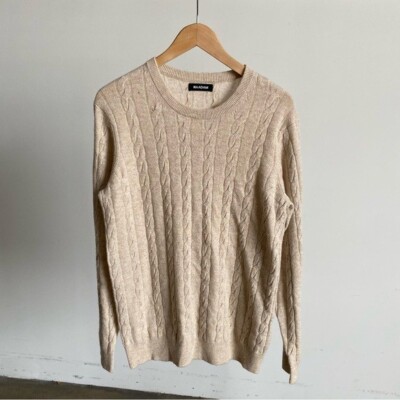 New Oatmeal NAADAM Wool Blend Cable Knit Sweater Sz Medium