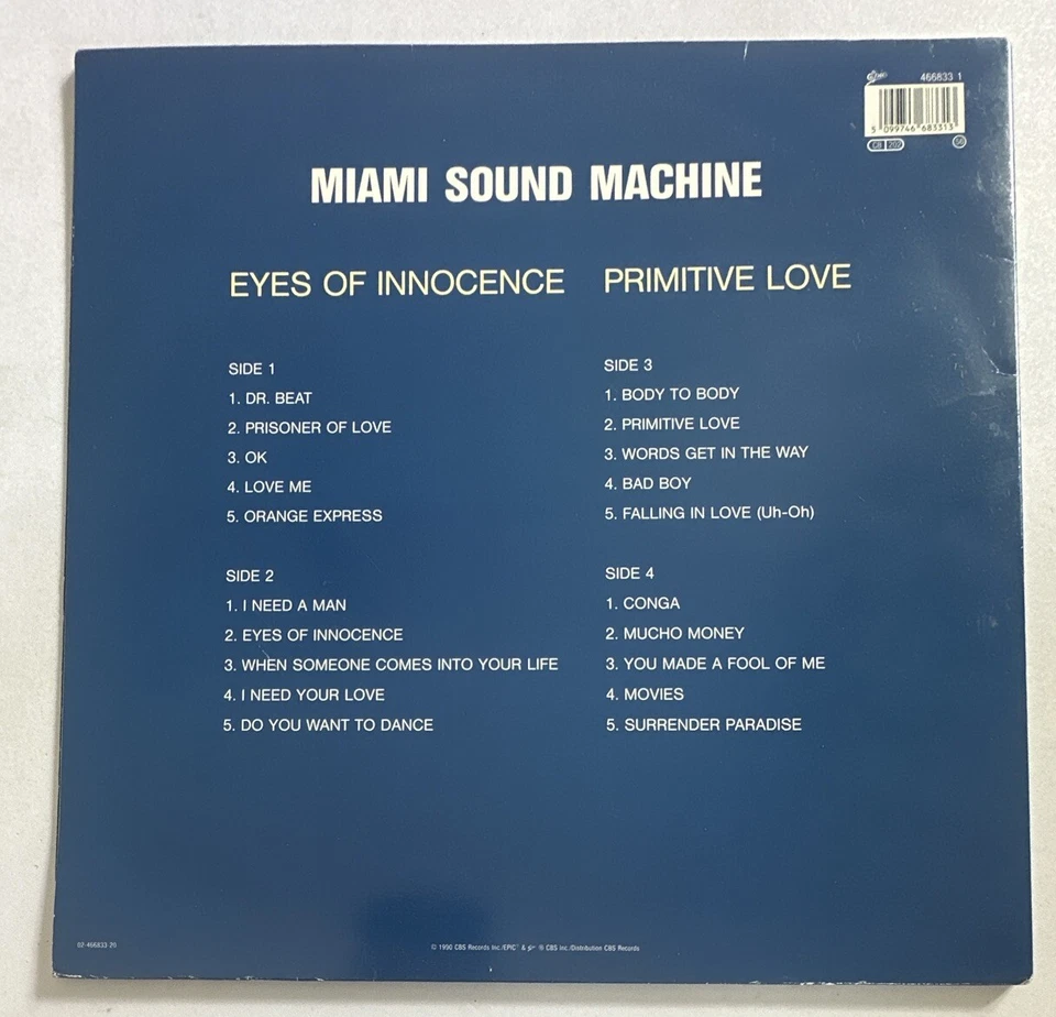 Miami Sound Machine - Eyes Of Innocence + Primitive Love Double Lp Record EX-VG+ - Imagem 3 de 4