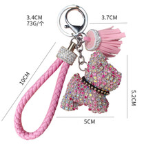 Crystal Rhinestone Bling French Bulldog Keyring Bag Charm Keychains Gift