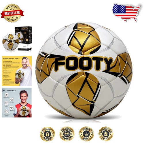 Professional Size 5 Hand-Stitched Leather Soccer Ball with Pump - Youth Training