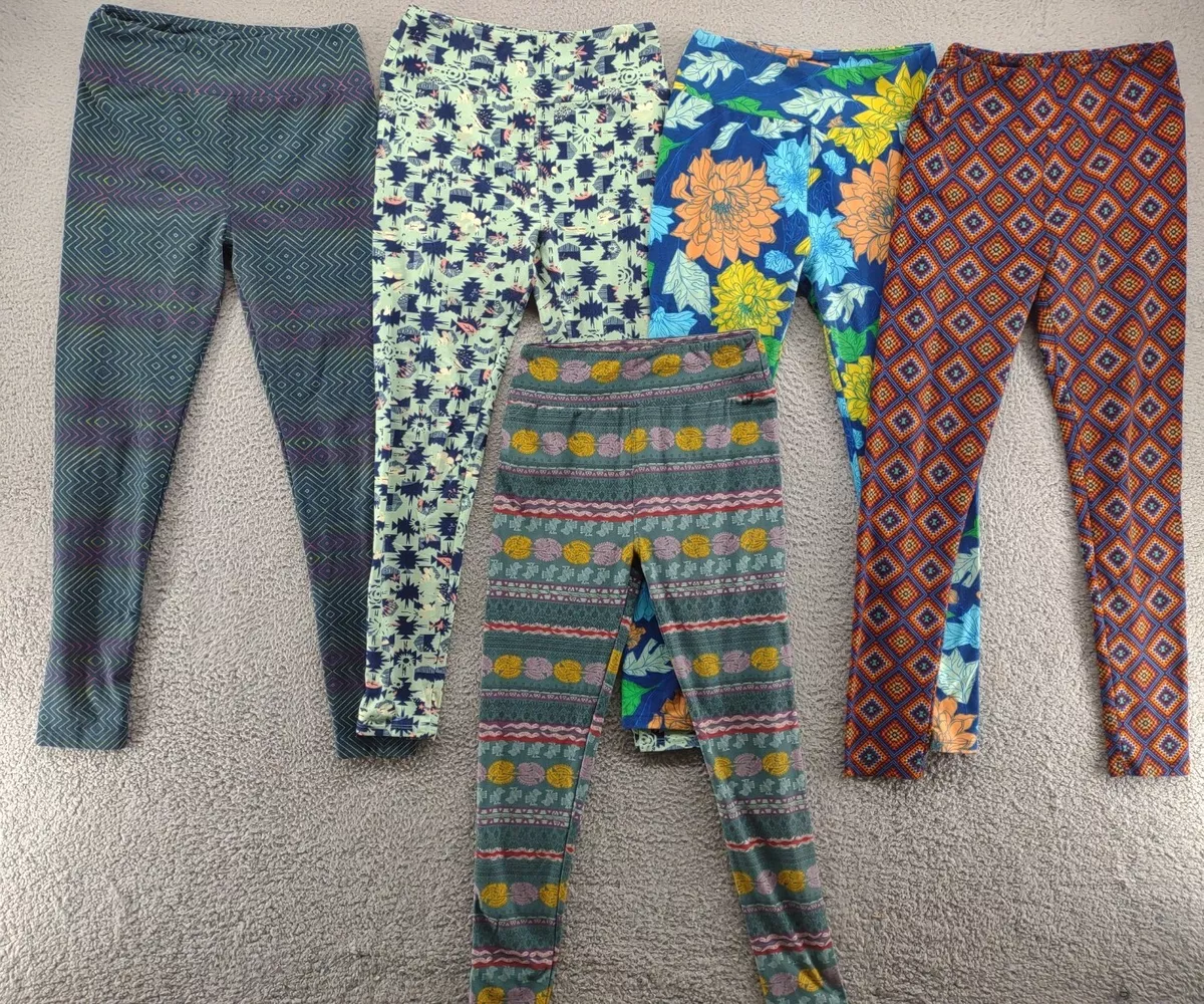 Lot of 5 Lularoe Leggings Tribal Floral Aztec One Size Pants