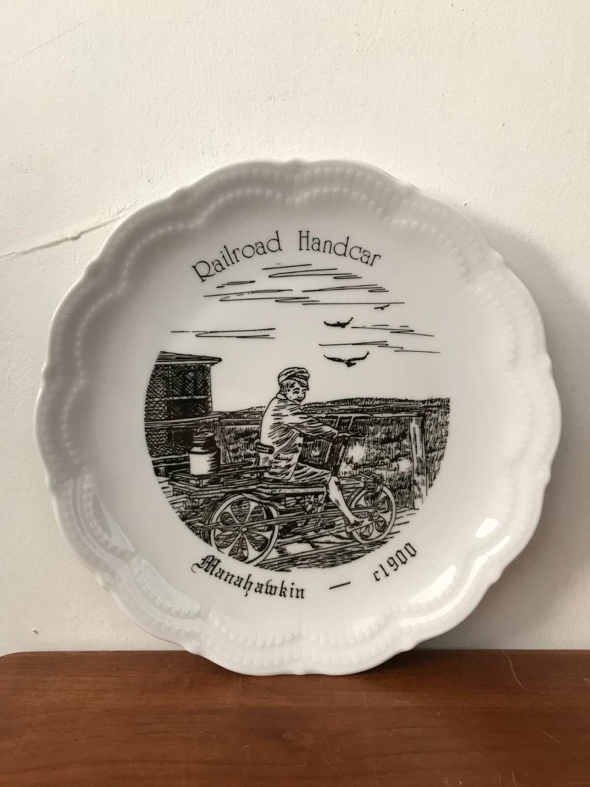 Vintage Manahawkin Railroad New Jersey 1900 Railroad Handcar Etched 9.5