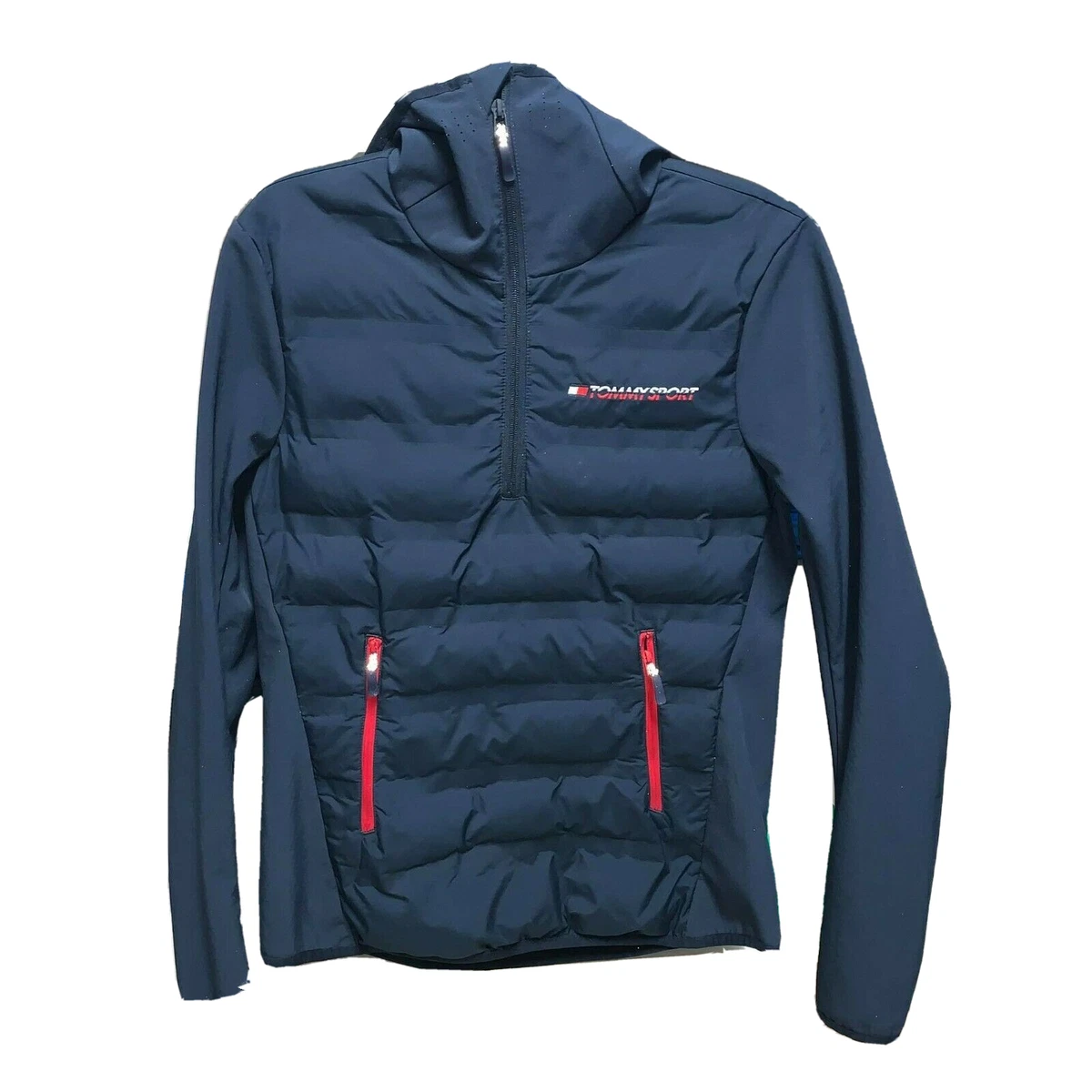 Tommy Hilfiger Women Jacket Large Navy Sport Hybrid Hooded Slim