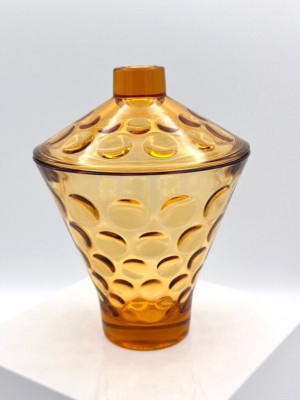 Vintage HAZEL ATLAS ELDORADO gold candy dish w/lid from the 60 s 