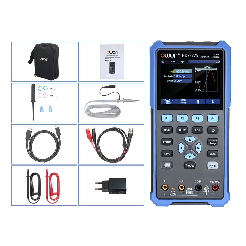 OWON HDS272SDigital Oscilloscope Multimeter Wave Generator 2CH 70MHz 20000 Count