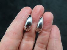 Vintage Silver Tone Tapered Hoop Pierced Earrings