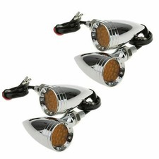 4PCS 12V 10mm Bolt Motorcycle LED Turn Signal Light Silver Aluminum Shell