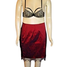 Lane Bryant Venezia Skirt 22 Maroon Cranberry Beaded NEW