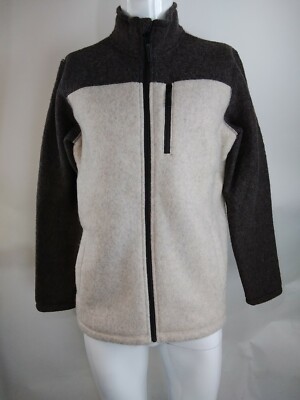 SmartWool Men Hudson Trail Fleece Full Zip Jacket Shale-Dune Medium 16521-K30