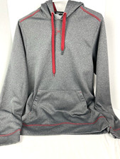 Under Armour Womens Long Sleeve Hoodie Size S/P Kangaroo Pocket Grey Burgundy