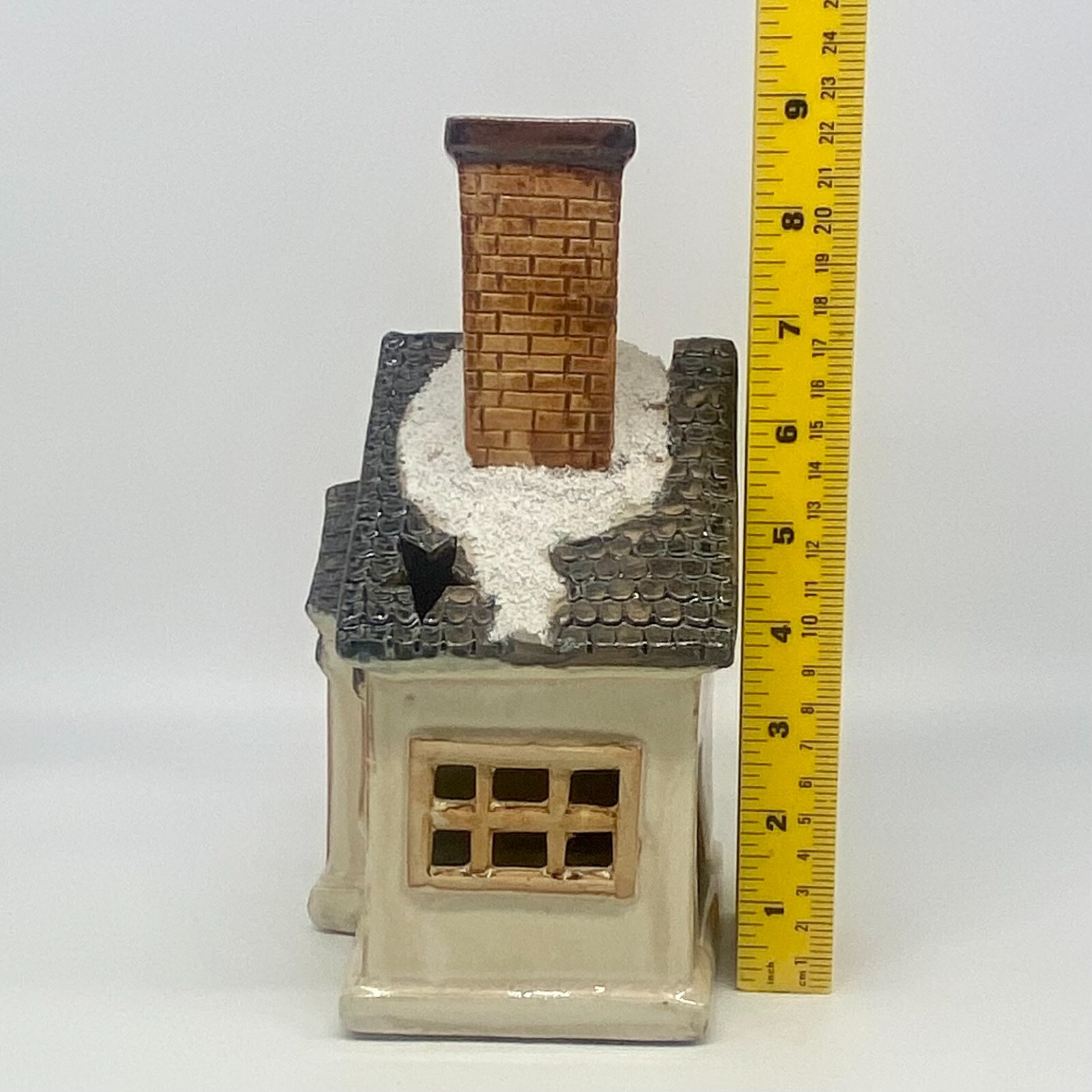 Christmas Winter Ceramic Pottery Tea Light Candle Holder House Village Cottage