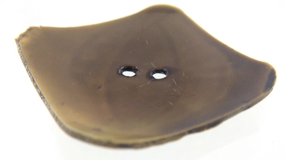 Brown Square Molded Plastic Garment Button 1.1in Etched Pattern 796C - Image 4 of 4