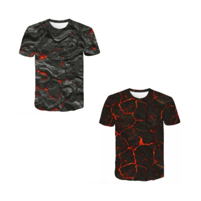 Herren T-shirt 3D Druck Lava Vulkan Gothic Sommer Muskel Fitness Kurzarm
