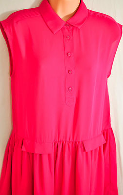 women's junior L'Amour dress size medium hot pink sleeveless polyester collar