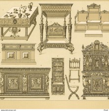 Albert Racinet costume historical ornaments furniture table canopy bed decor