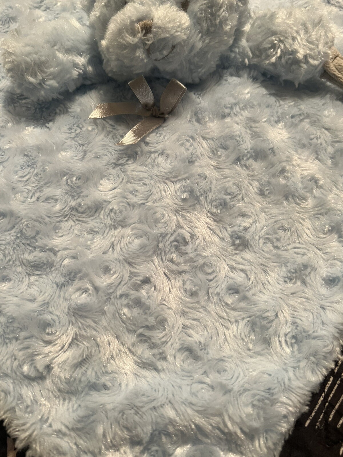 Blankets and Beyond Security Lovey Rosette Blue Bear Baby Blanket