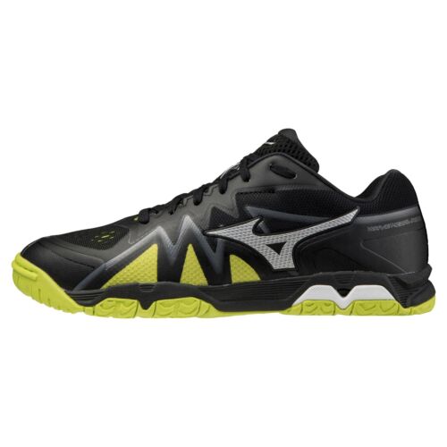 MIZUNO WAVE MEDAL RISE 81GA2110 05 Width 2E Black Silver Yellow Table Tennis - Picture 1 of 12