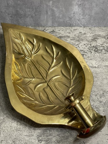 Ethan Allen Brass Lotus Leaf Candle Holder Wall Sconce 22” - Picture 6 of 8