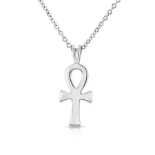 925 Solid Sterling Silver Ankh Cross Pendant Charm Necklace Egyptian Key of Life