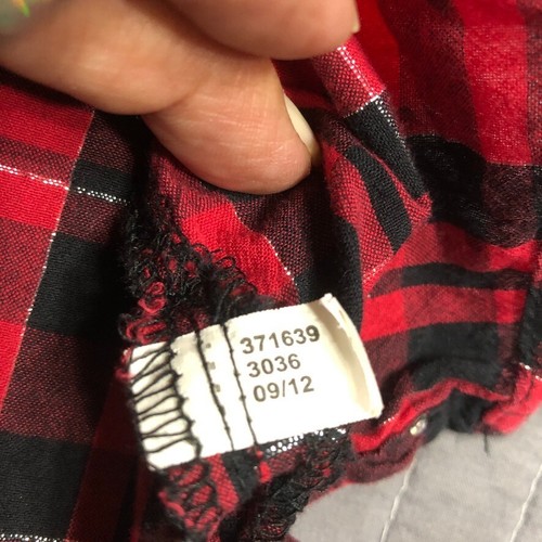 Justice Shirt Youth Girl Large Red Black Plaid Roll Tab Glitter Bling Christmas - Picture 5 of 24