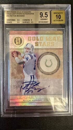 Peyton Manning 2011 Panini Gold Standard Gold Leaf Stars TRUE 1/1 BGS 9.5 GEM - Picture 1 of 2