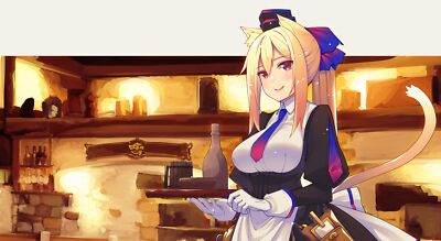 Anime girls digital art artwork 2d animal ears tail cat Play Gaming Mat Desk