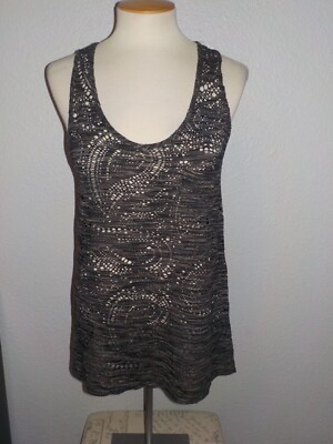 BKE FROM BUCKLE MISSES SIZE LARGE BLACK MARLED LOOSE KNIT TANK TOP