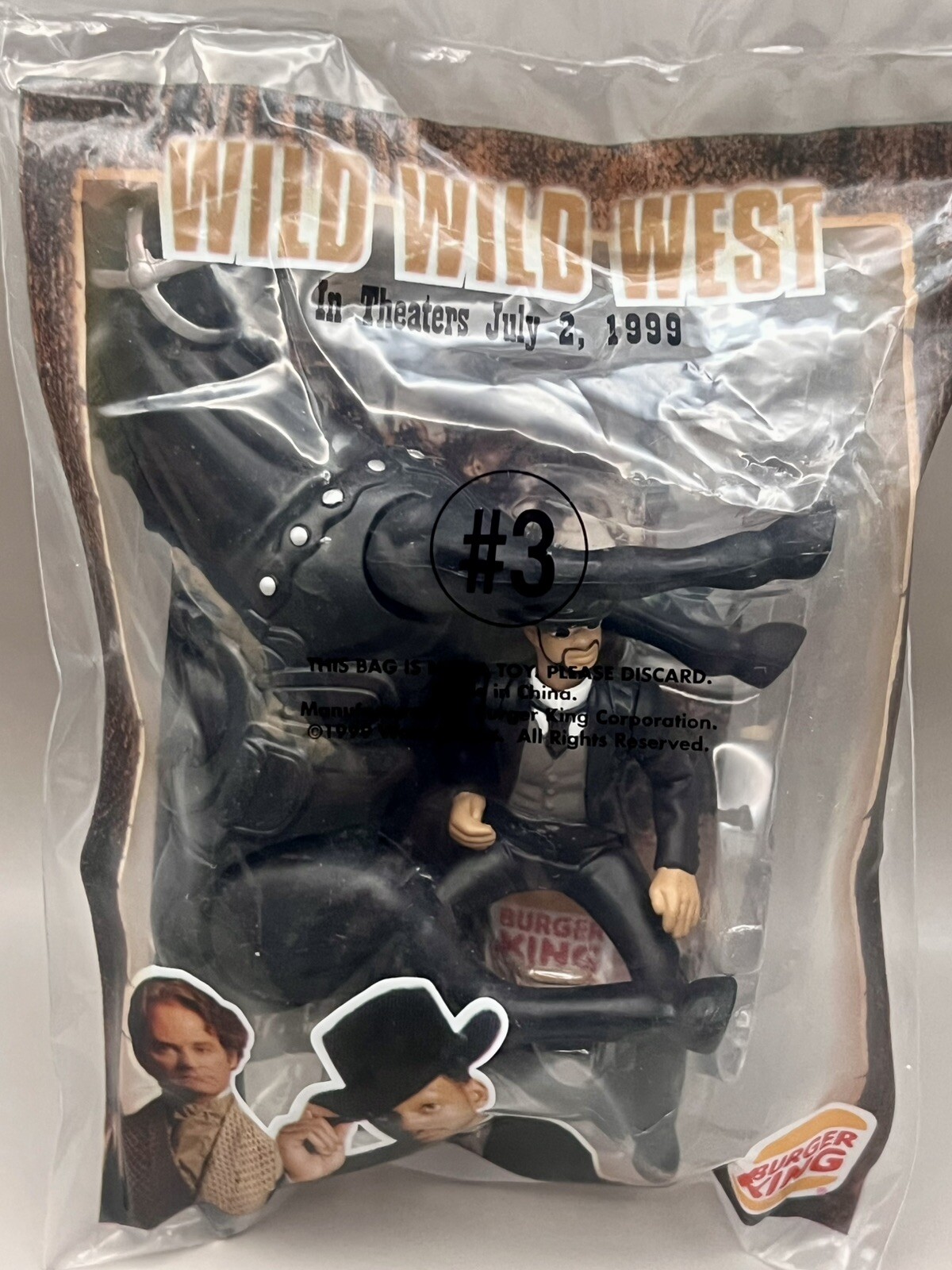 1999 Burger King Happy Meal Toy Wild Wild West James West & Horse #3 Will Smith Action Figure