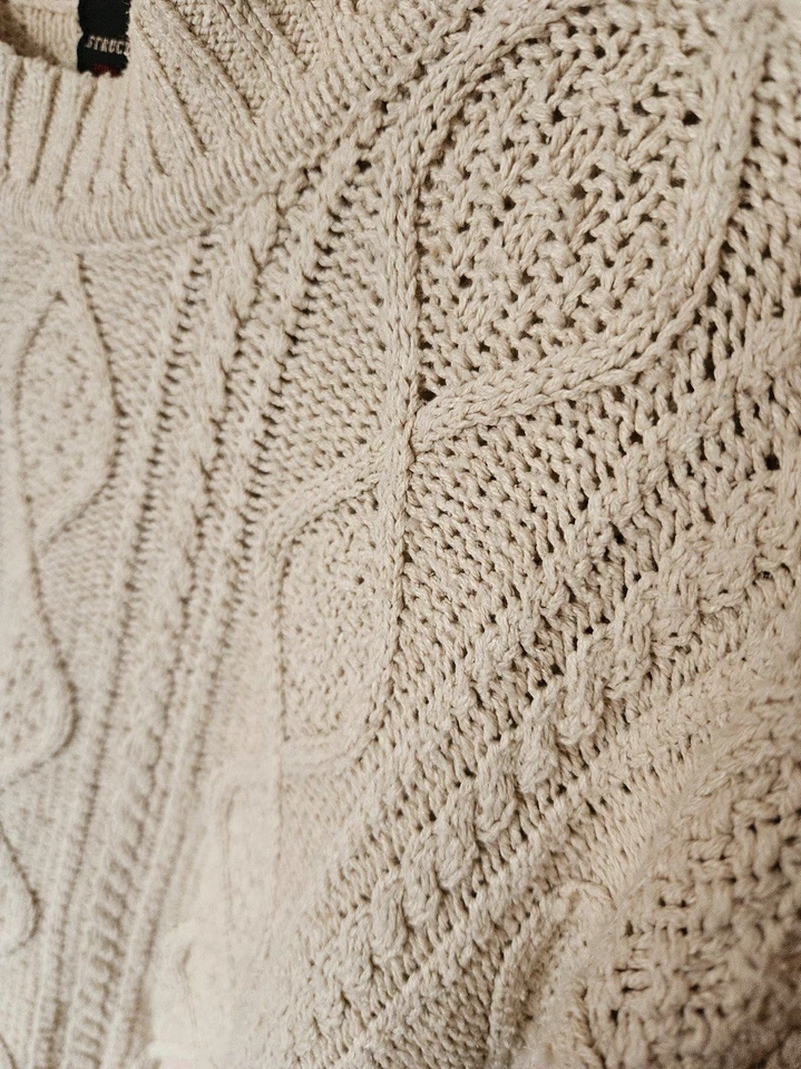 Vintage 90s structure mockneck cable knit fisherman style sweater 100 silk L - Image 2 of 4