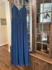 New Bill Levkoff Sweetheart Neckline Spaghetti Strap Formal Long Dress Navy 4