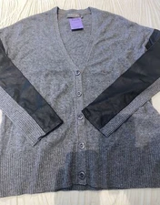 Michael Stars Womens Open Knit V-Neck Button Up Cardigan Sweater Gray Size 1