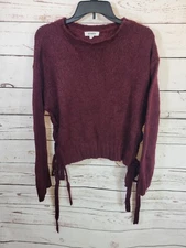 BB Dakota Burgundy Knit Side Lace Up Pullover Sweater Women's Size Medium