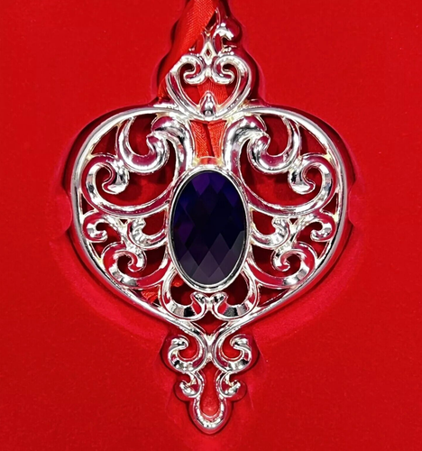 Lenox Gemmed Ornate Silverplate Spire Ornament w/Faceted Purple Stone 868114 New - Picture 2 of 6