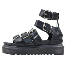 PUNK-GOTHIC PLATEAU SCHNALLEN SANDALEN DAMENSCHUHE PUMPS HIGH HEELS SCHWARZ