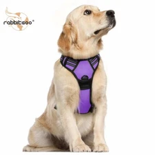 rabbitgoo No Pull Dog Harness Adjustable Soft Padded Vest Reflective Purple