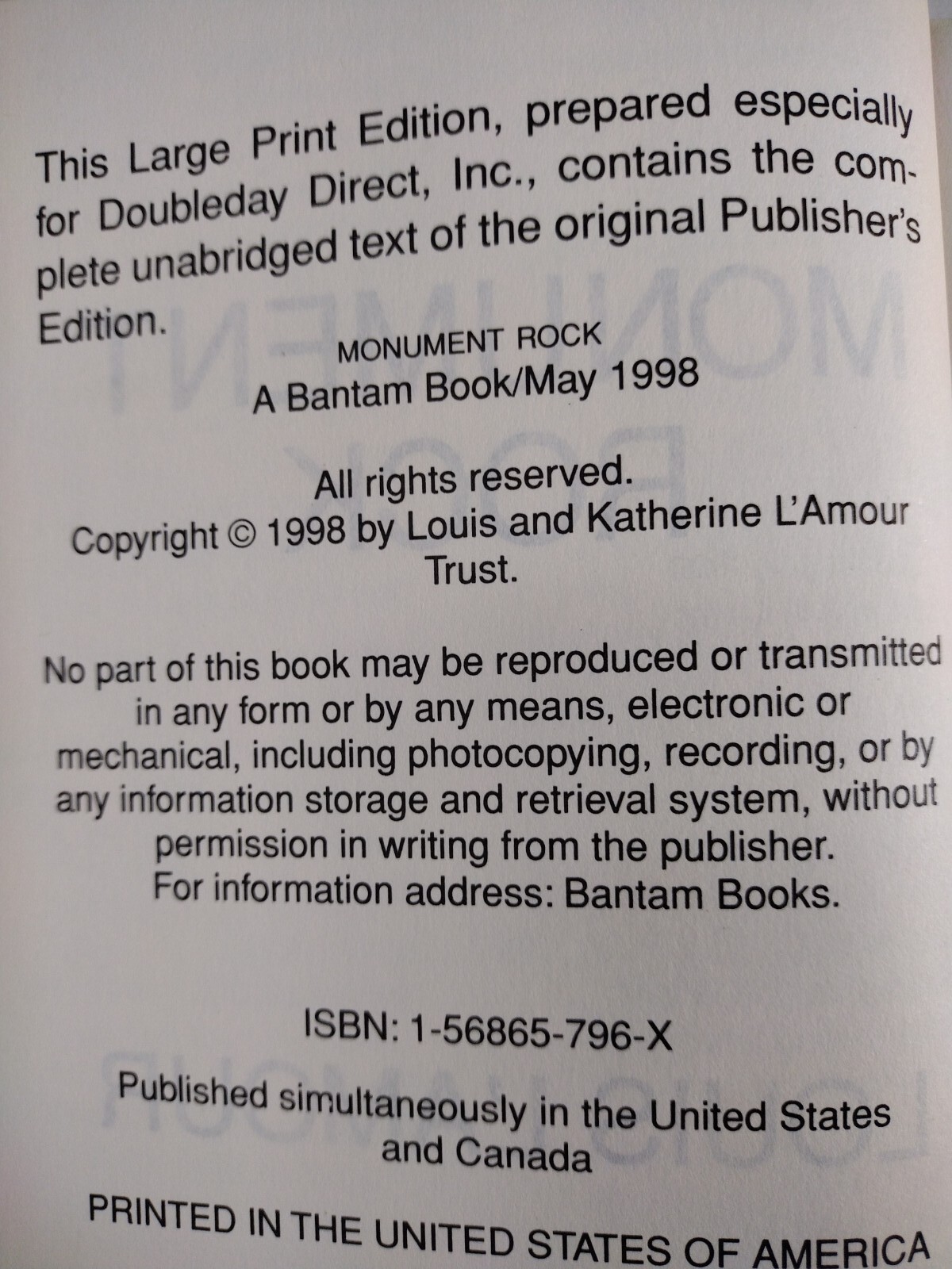 Monument Rock By Louis L'amour eBay