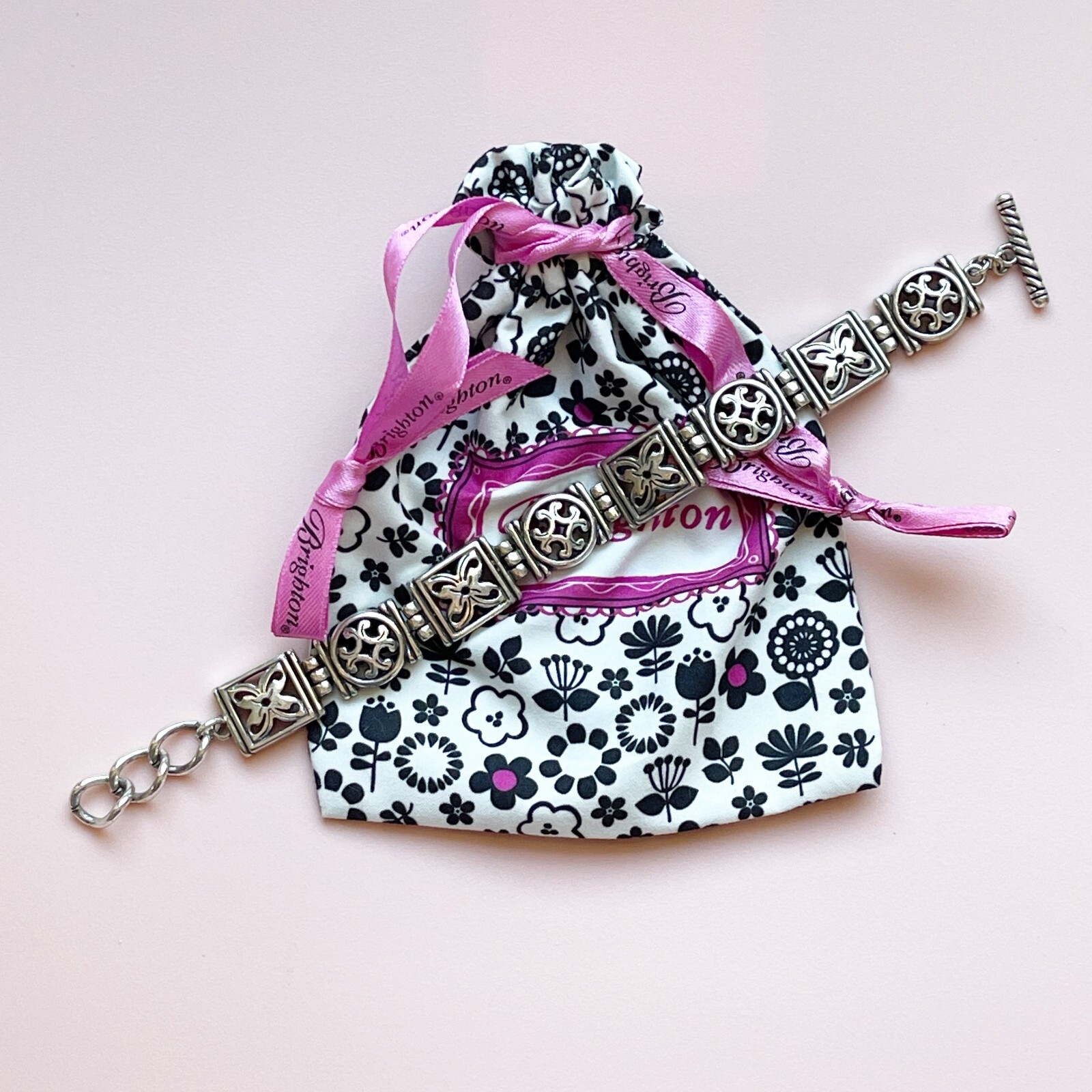 Brighton Silver Toggle Closure Bracelet with Pouc… - image 1