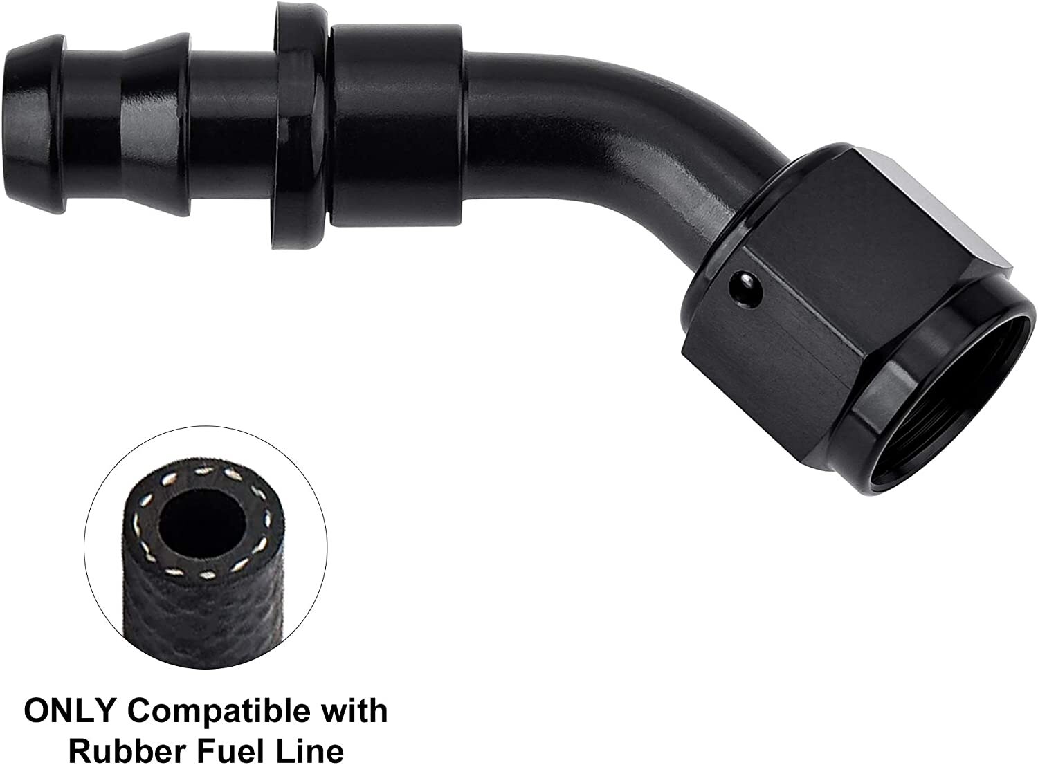 LokoCar 6AN Push Lock Hose Barb Fittings AN6 45° 45 Degree End Black