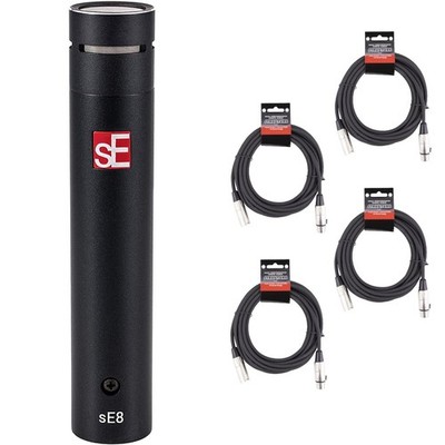 sE Electronics sE8 Small Diaphragm Cardioid Condenser Mic Bundle with 4 XLR C...