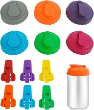 12 PCS Reusable Silicone Soda Can Covers and Manual Openers, Pop Can Covers