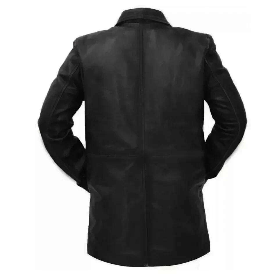 Herren Distressed Supernatural Dean Winchester Schwarze Echte Lederjacke Mantel - Bild 4 von 4