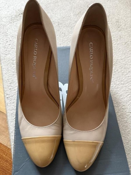 Women Heels Beige Leather 36