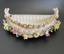 Vintage Large Italian Capodimonte Floral Wall Planter Pocket Centerpiece
