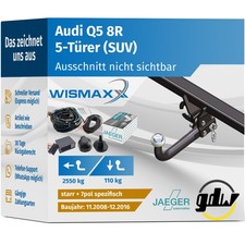 ANHÄNGERKUPPLUNG für Audi Q5 8R 8R 08-16 starr GDW +7pol E-Satz JAEGER