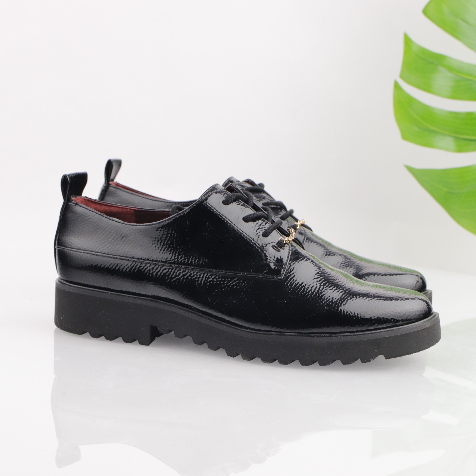 SAOLA Scarpa Franco Sarto donna Carey Oxford taglia 9 5 nera vernice suola a strappo Academia